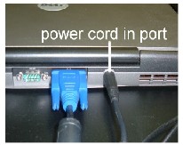 power cord in port